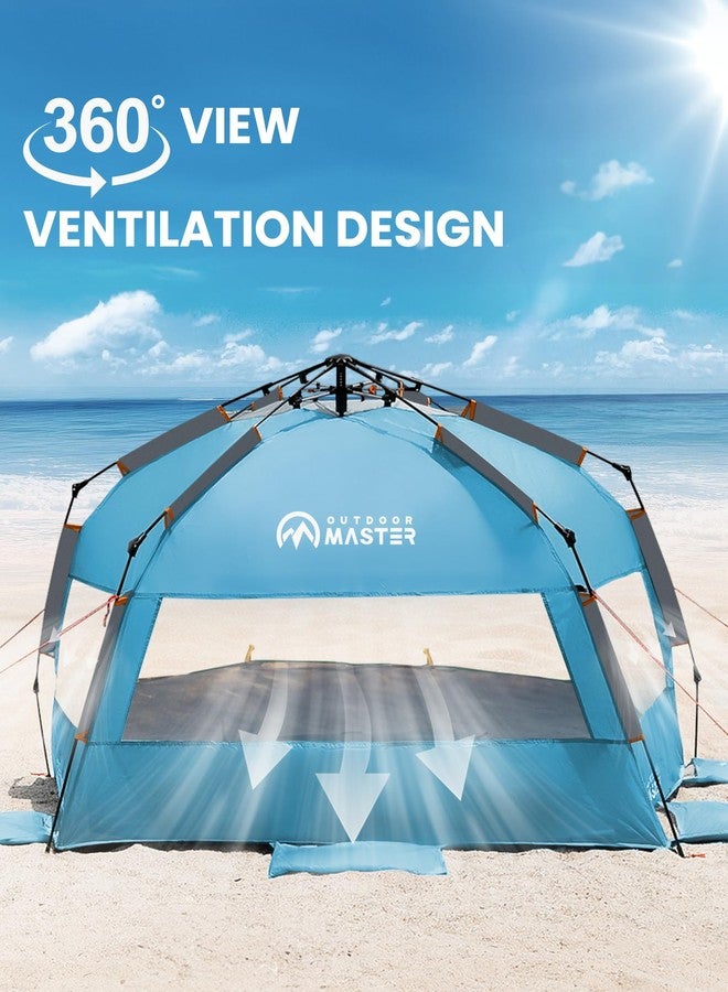 OutdoorMaster Beach Tent Sun Shelter for 3-4 Person, Pop Up Beach Tent Easy Setup with Sandbags, Portable Sun Shade Canopy with Carrying Bag for Beach & Outdoor, UPF50+ UV Protection - Ocracoke Coast - Image 5